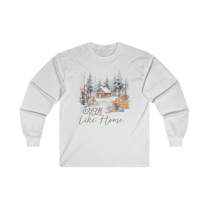 Snow Place Like Home Country Cabin Snow Trees Welcome Winter by MII Designs Long Sleeve T-Shirt Gildan 2400 Ultra Cotton Tee