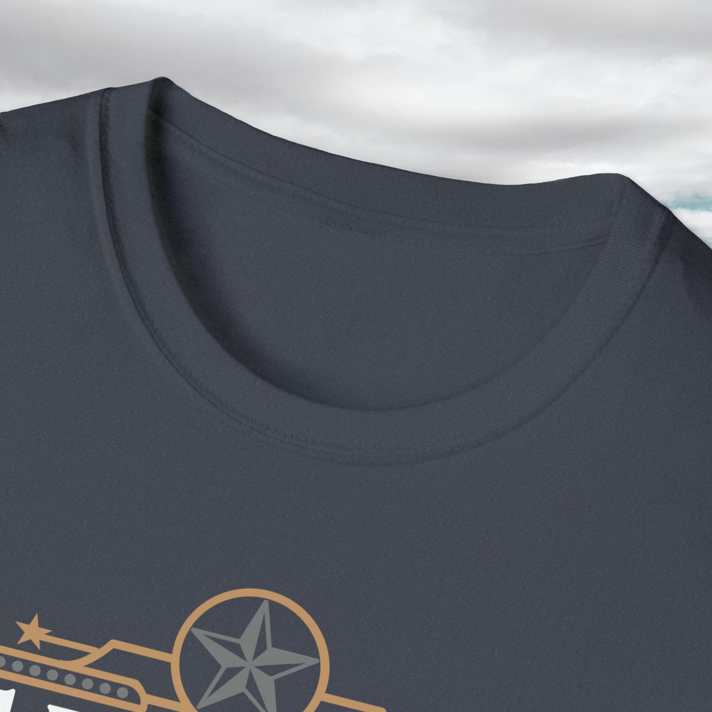 Texas T-shirt Elegant Gold Banner, Silver Star, Accents on a beautiful Graphic Softstyle T-Shirt Unisex Designs by MII