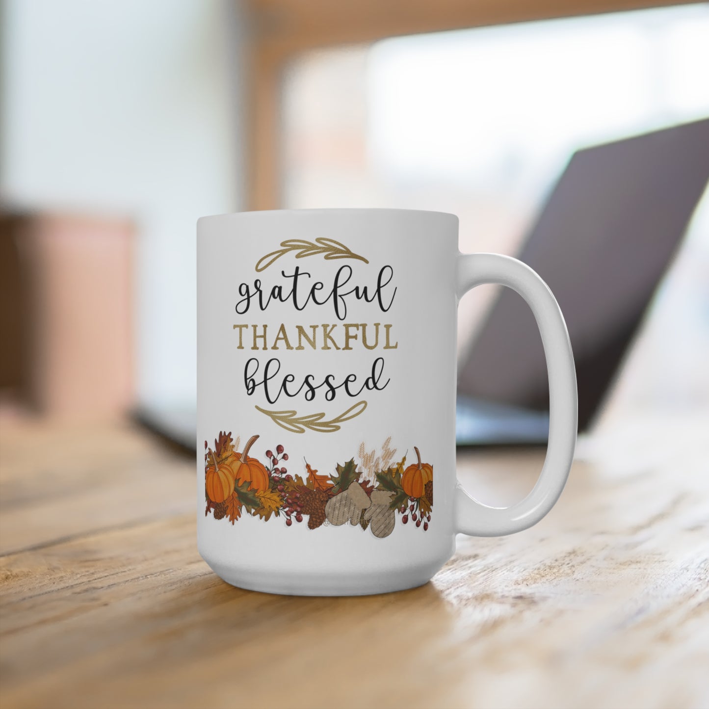 Grateful Thankful Blessed Mug 15oz