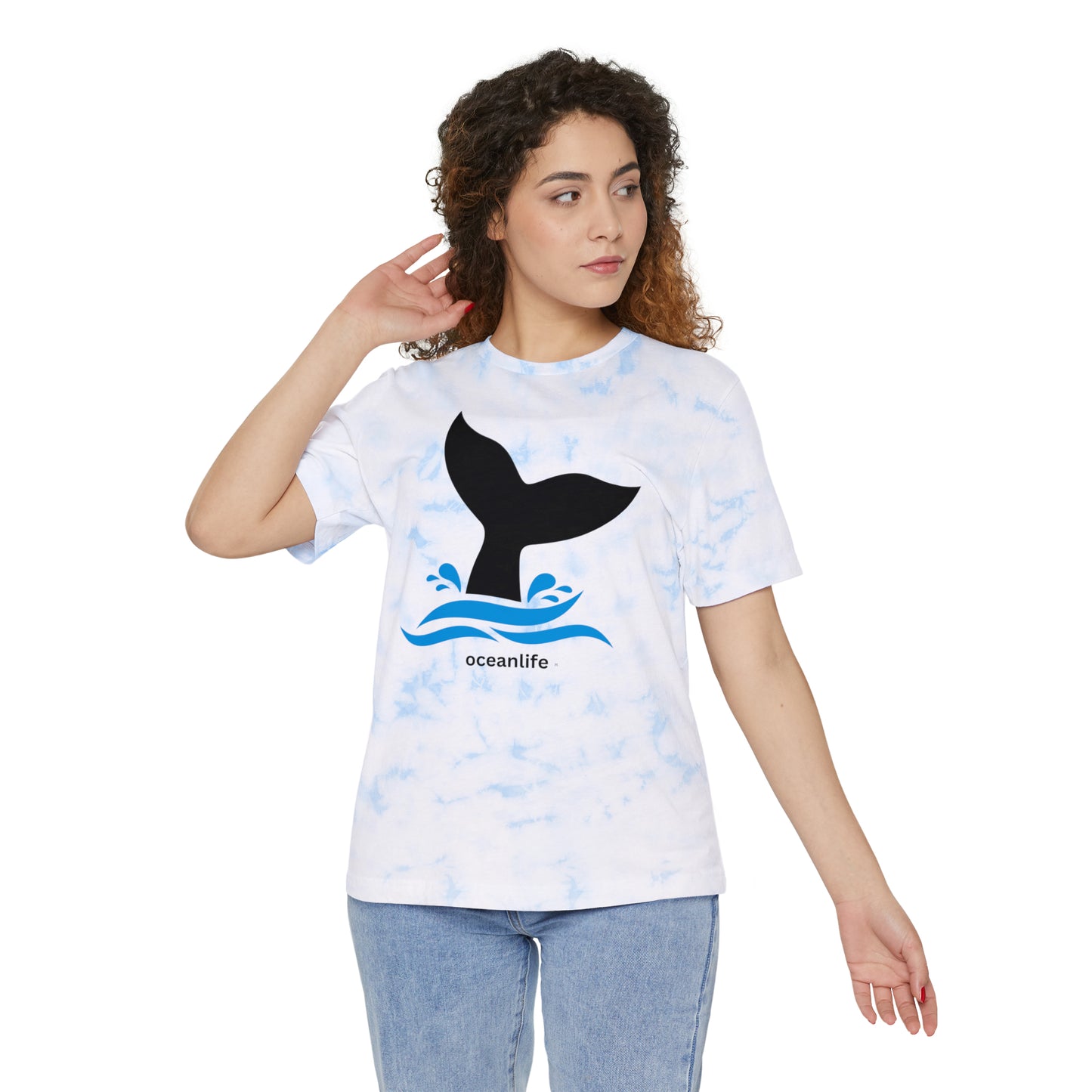 Ocean life Whale Tail by MII Designs Unisex Fashion Tie-Dyed Tee Shirt B+C