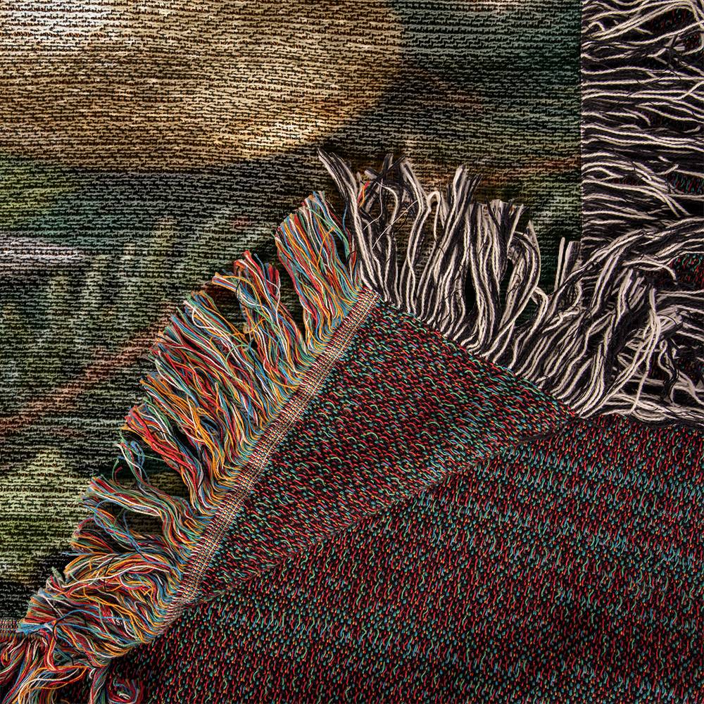 Christmas Ornaments on Green Boughs and Holly - 100% Cotton Woven Blanket in 3 sizes