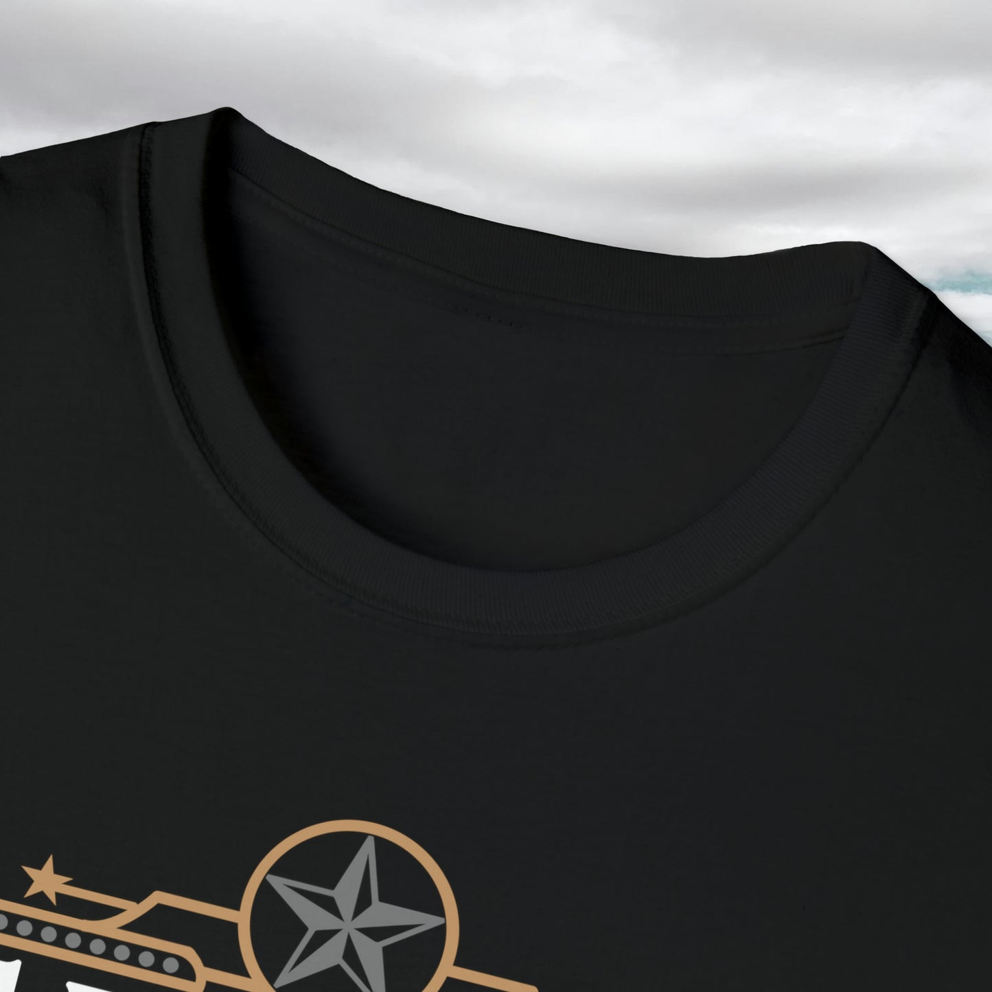 Texas T-shirt Elegant Gold Banner, Silver Star, Accents on a beautiful Graphic Softstyle T-Shirt Unisex Designs by MII