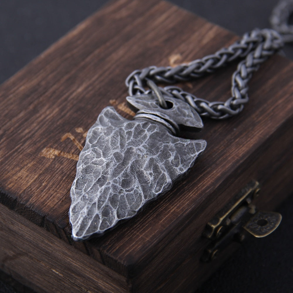 helm of awe and viking vegvisir iron color viking spear pendant necklace with stainless steel chain as men's gift