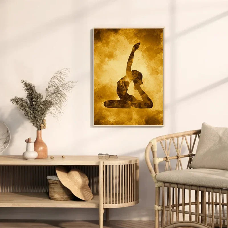 Vintage Yoga Pose Series: Art Poster (Unframed Canvas) Painting Wall Prints Yoga Room