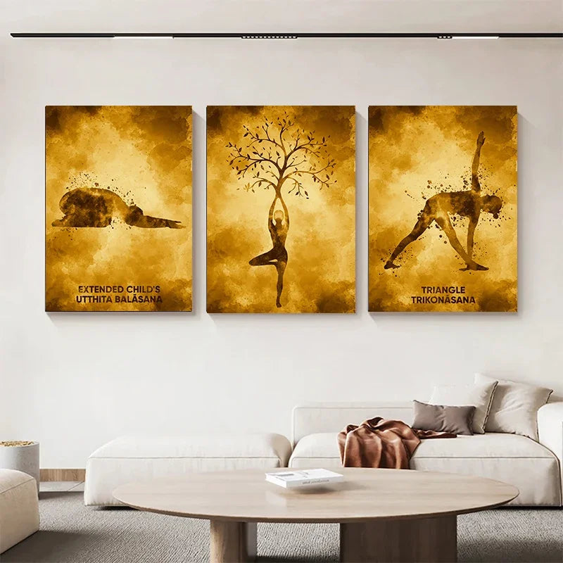 Vintage Yoga Pose Series: Art Poster (Unframed Canvas) Painting Wall Prints Yoga Room