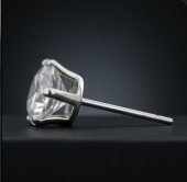 Sparkling 6mm Cubic Zirconia Stud Earrings - 18K White Gold Plating