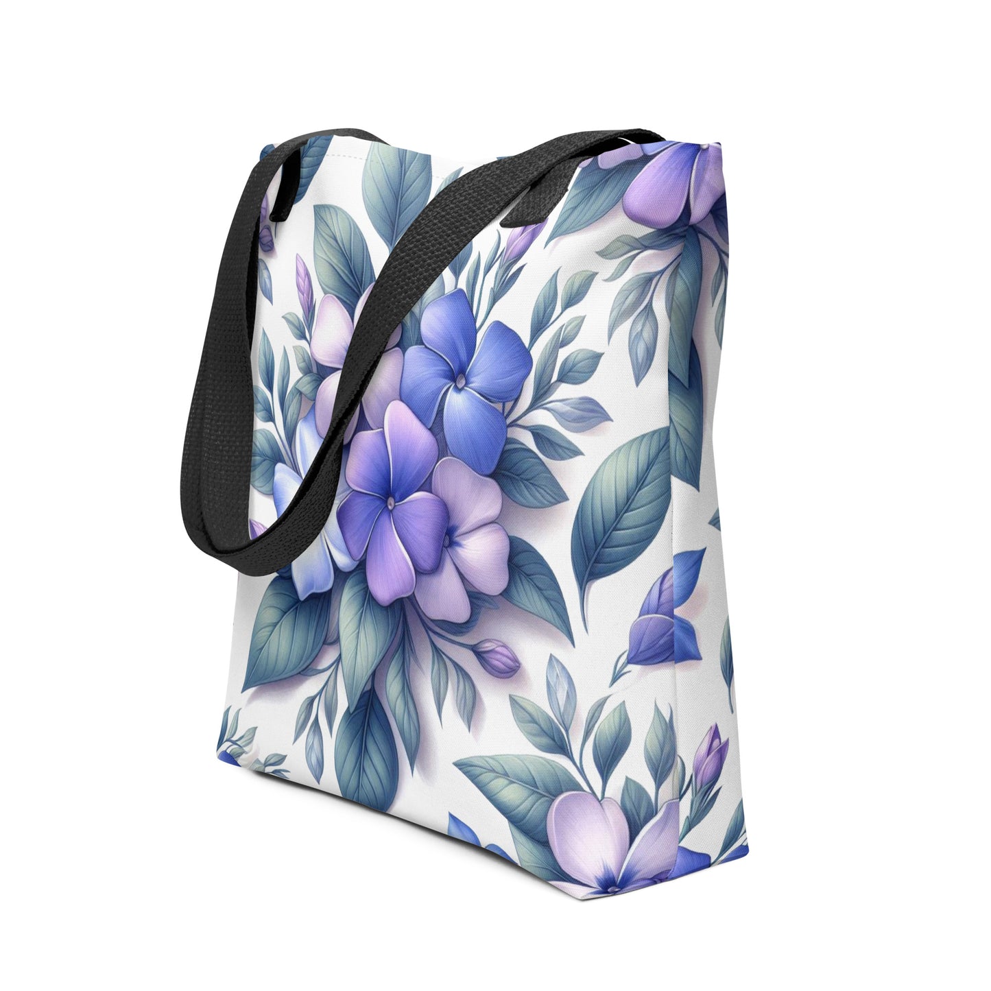 Beautiful and Colorful Periwinkles 15" x 15" AOP Tote bag Holds up to 44lbs, 2.6 Gallon Capacity