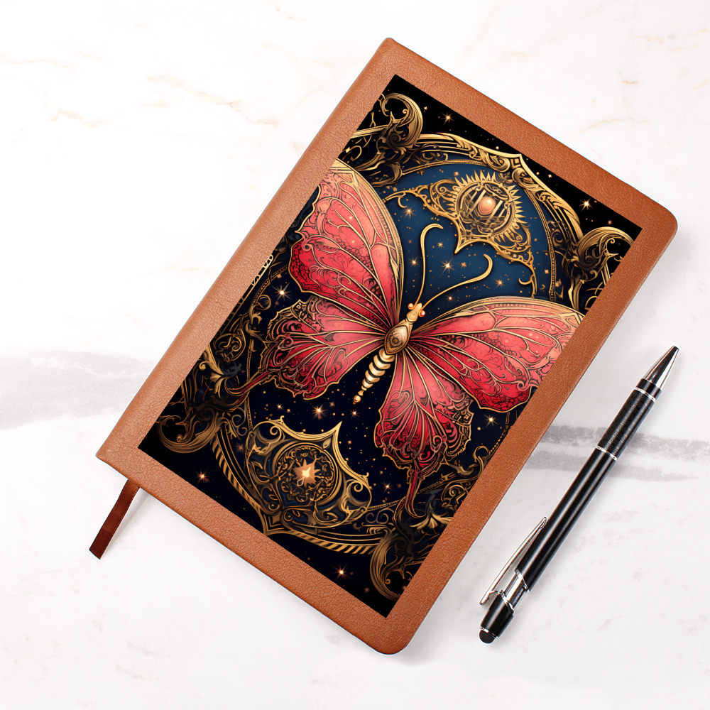 Rose and Gold Butterfly with Filligree Wings – Vegan Leather Graphic Journal