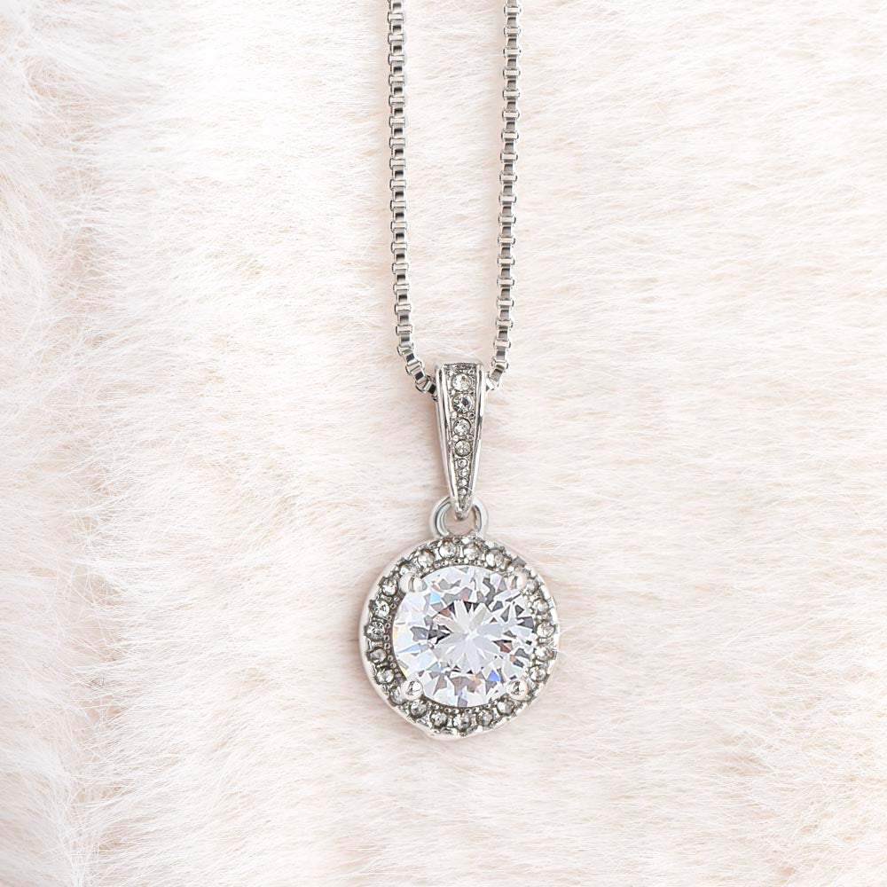 Illuminate the World Eternal Hope Necklace in 14k White Gold Finish - To Daughter From Dad Message Card Jewelry
