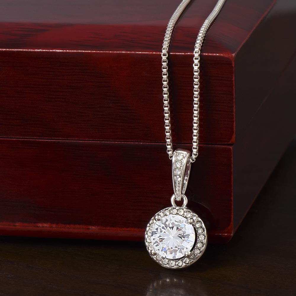 Illuminate the World Message Card Eternal Hope Necklace in 14k White Gold Finish - To Daughter From Dad