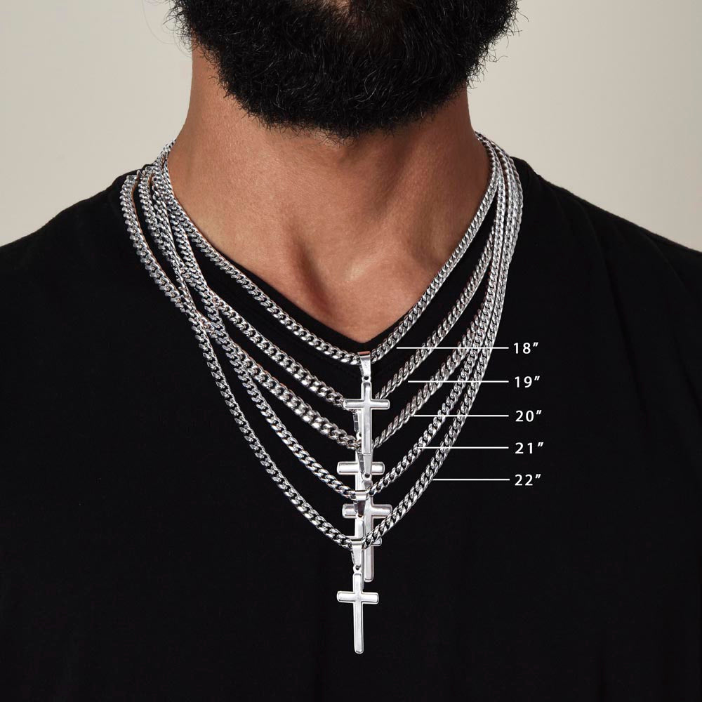 May This Cross Bring You Peace, Strength, And Blessings - Cuban Link Chain with Artisan Cross