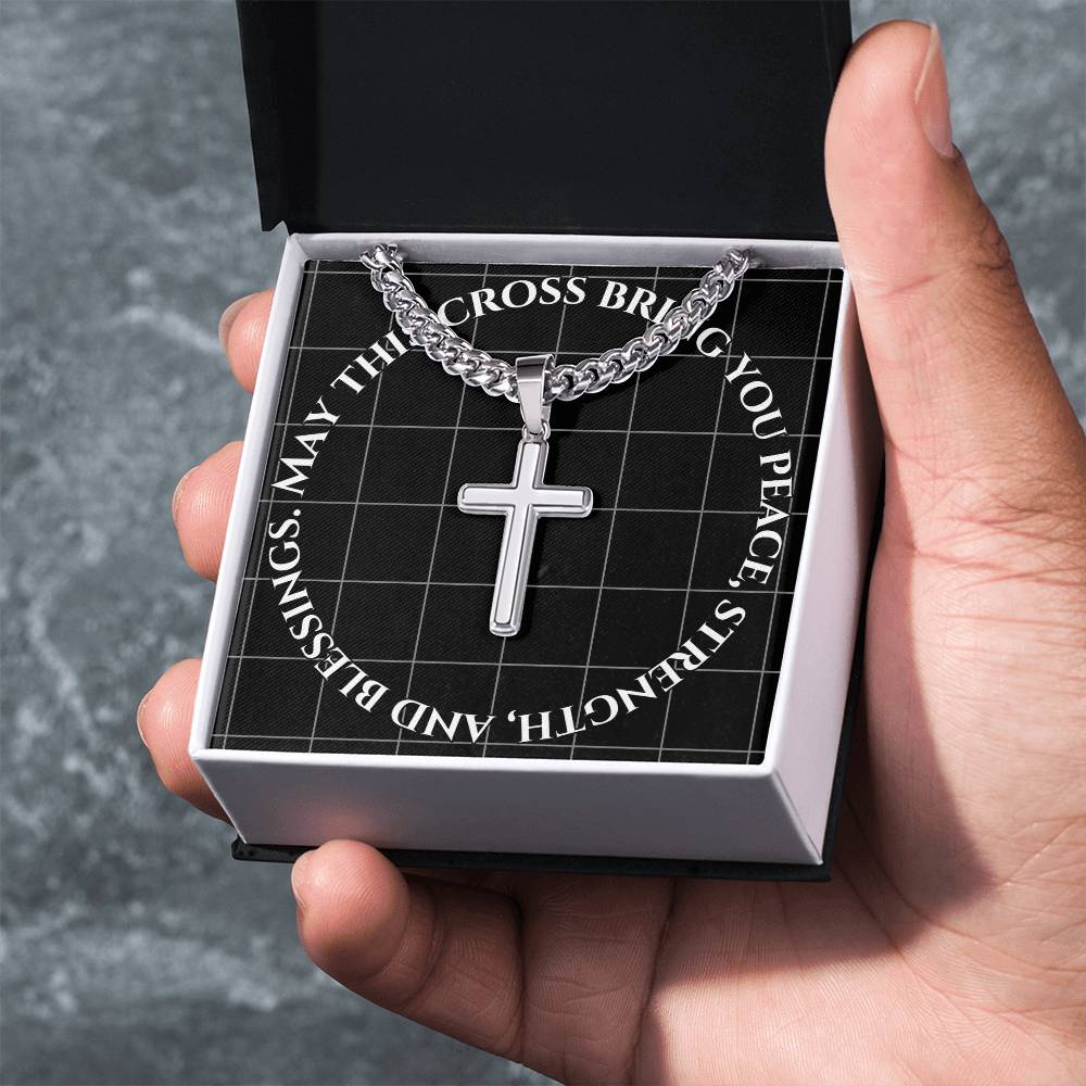 May This Cross Bring You Peace, Strength, And Blessings - Cuban Link Chain with Artisan Cross