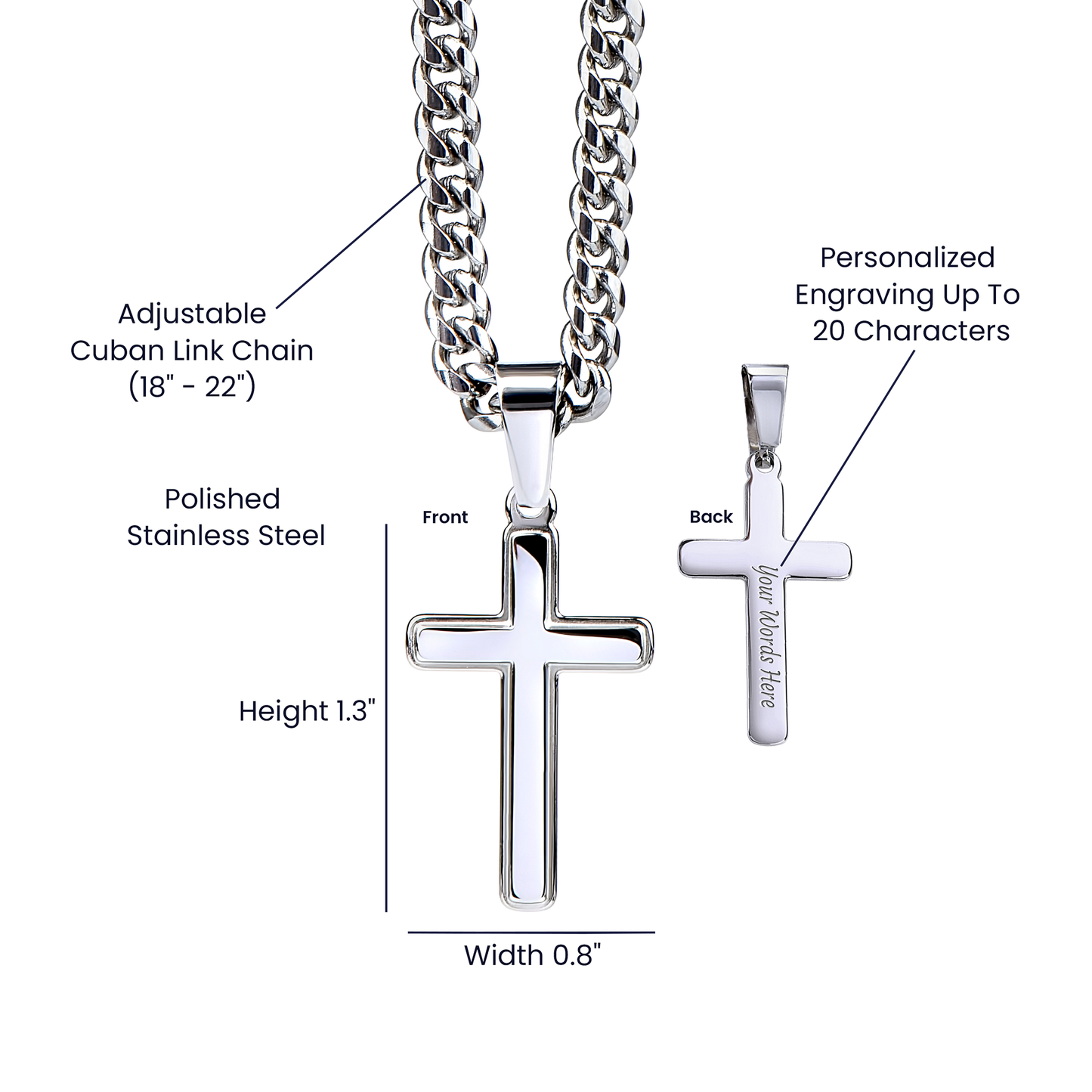 May This Cross Bring You Peace, Strength, And Blessings - Cuban Link Chain with Artisan Cross