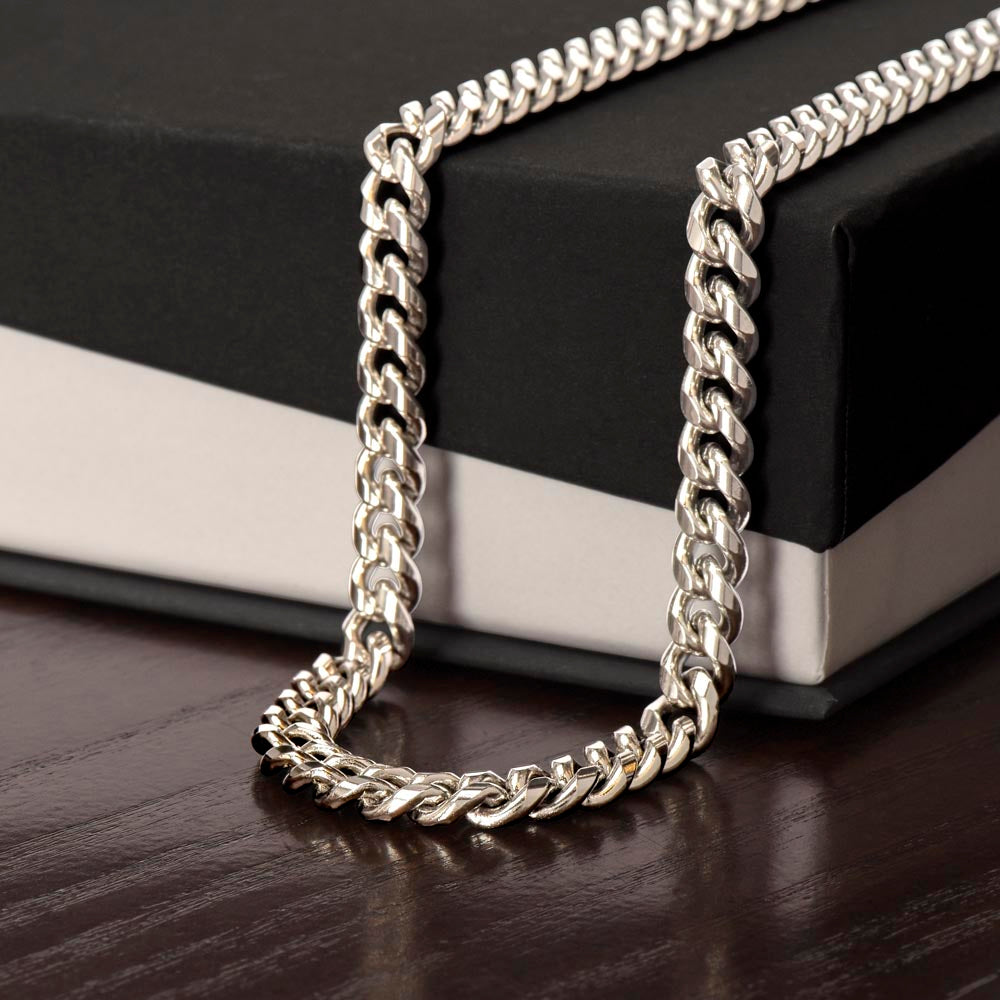 Classic Cuban Link Chain is the perfect gift - Adjustable length Available in Polished Stainless Steel and 18k Yellow Gold Over Stainless Steel