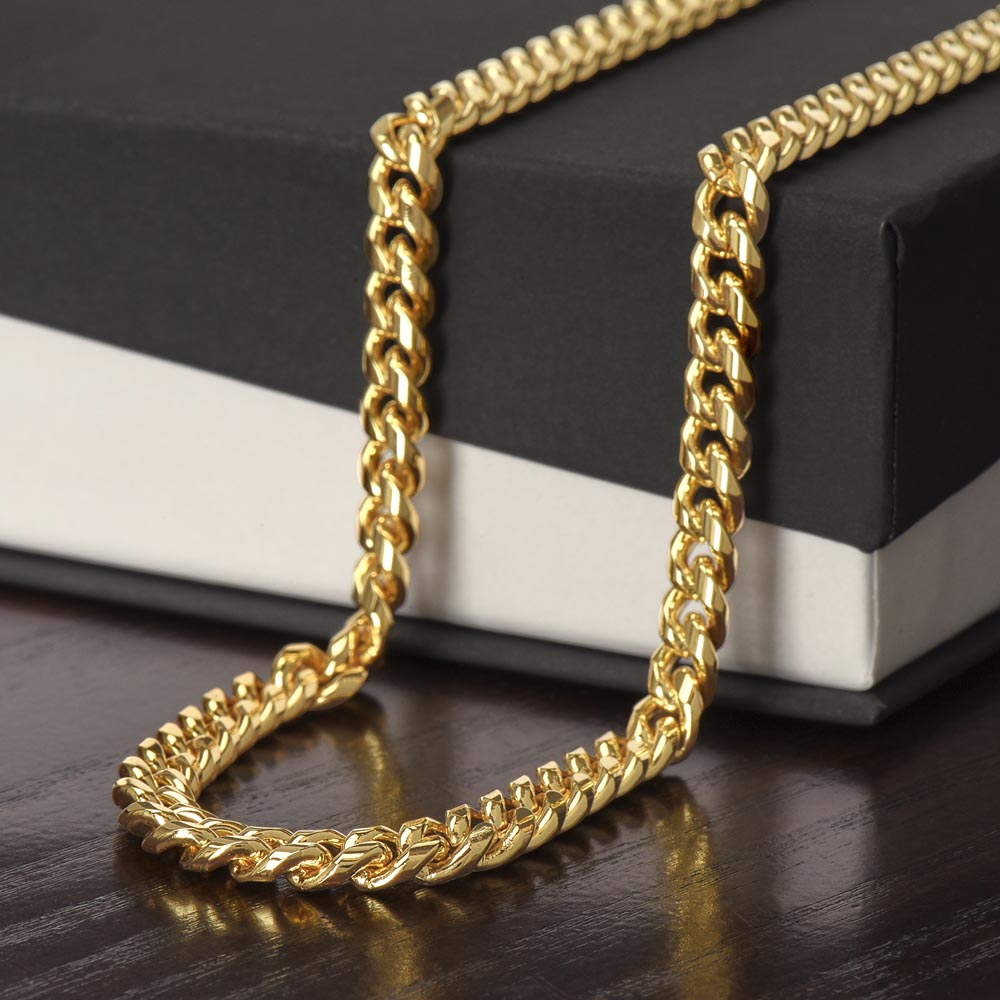 Classic Cuban Link Chain is the perfect gift - Adjustable length Available in Polished Stainless Steel and 18k Yellow Gold Over Stainless Steel