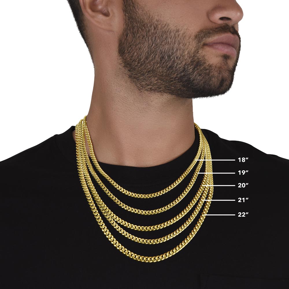 Classic Cuban Link Chain is the perfect gift - Adjustable length Available in Polished Stainless Steel and 18k Yellow Gold Over Stainless Steel