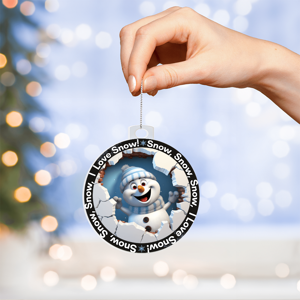 Snow, Snow, Snow, I Love Snow! Acrylic Ornament w/Optional Gift Box