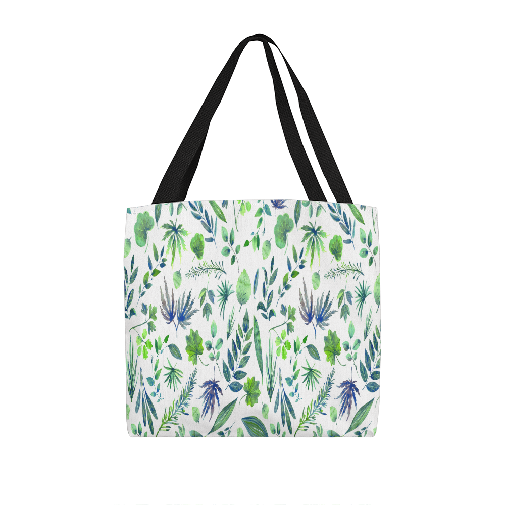 Spring and Summer Beautiful Green Floral Design - All Over Print Tote Bag in 3 Sizes