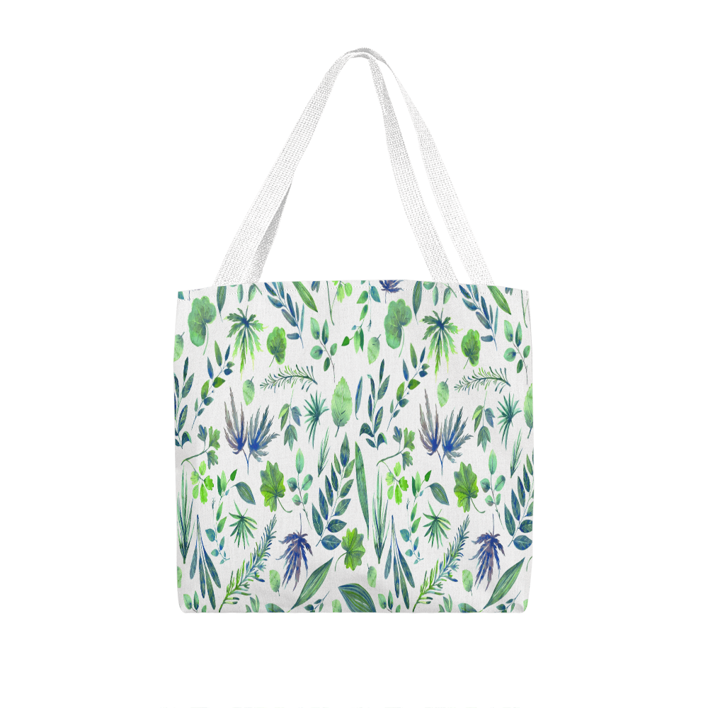Spring and Summer Beautiful Green Floral Design - All Over Print Tote Bag in 3 Sizes