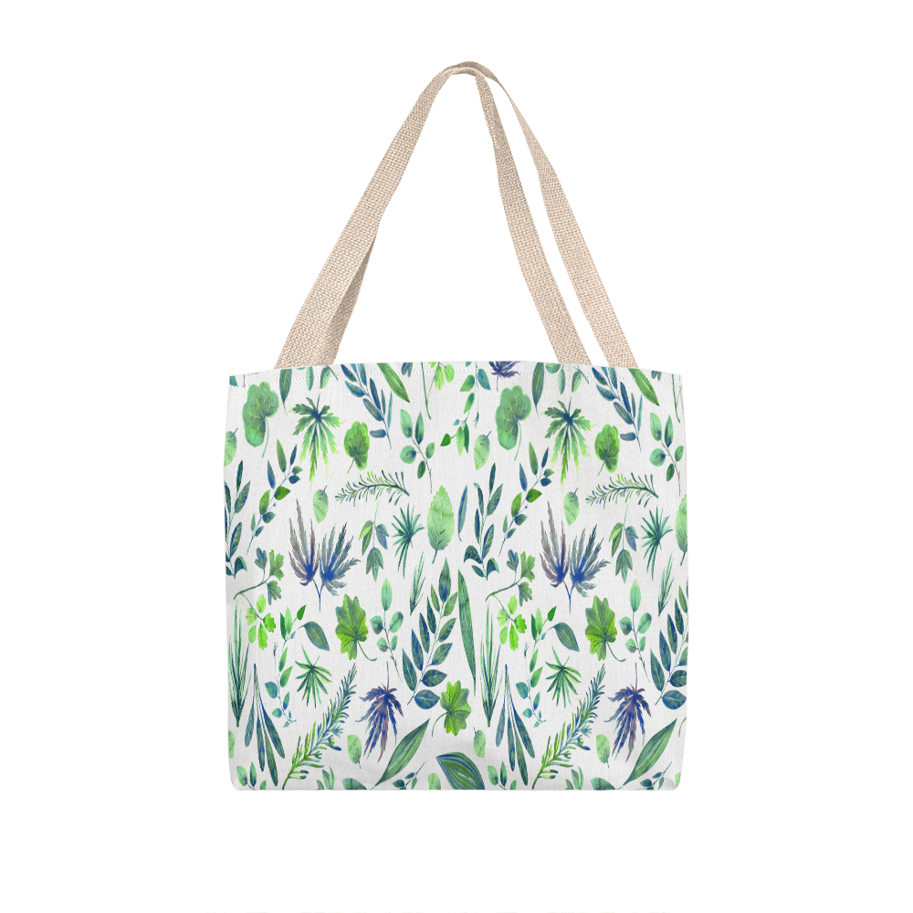 Spring and Summer Beautiful Green Floral Design - All Over Print Tote Bag in 3 Sizes