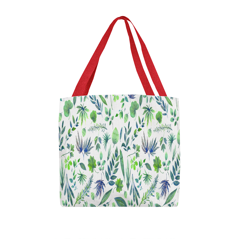 Spring and Summer Beautiful Green Floral Design - All Over Print Tote Bag in 3 Sizes
