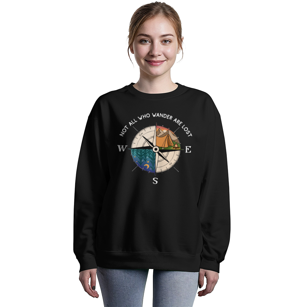All Who Wander Are Not Lost - Camping Outdoors Bella & Canvas 3945 Sweatshirt