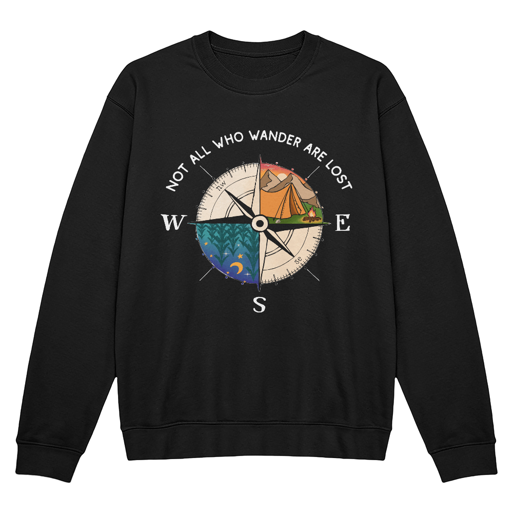 All Who Wander Are Not Lost - Camping Outdoors Bella & Canvas 3945 Sweatshirt