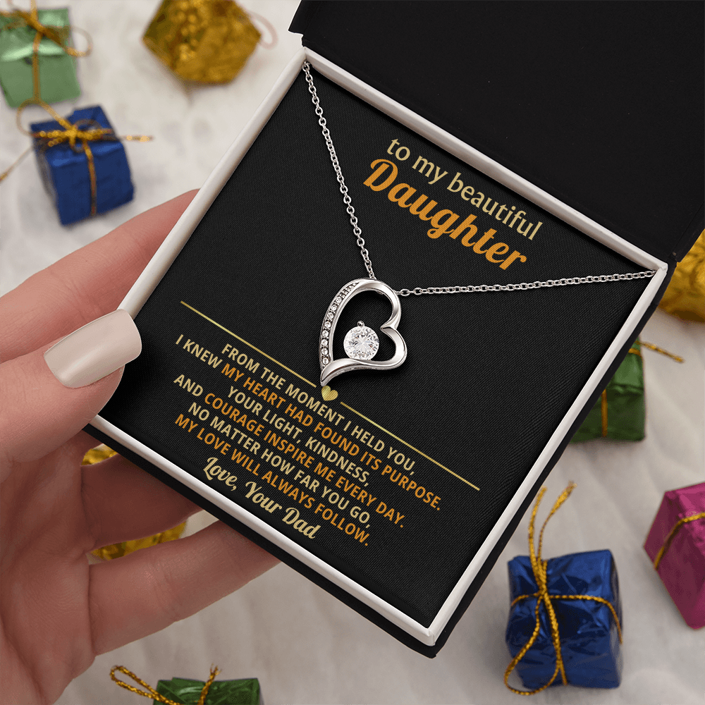 To My Beautiful Daughter from Your Dad - Forever Love Message Card Jewelry Gift