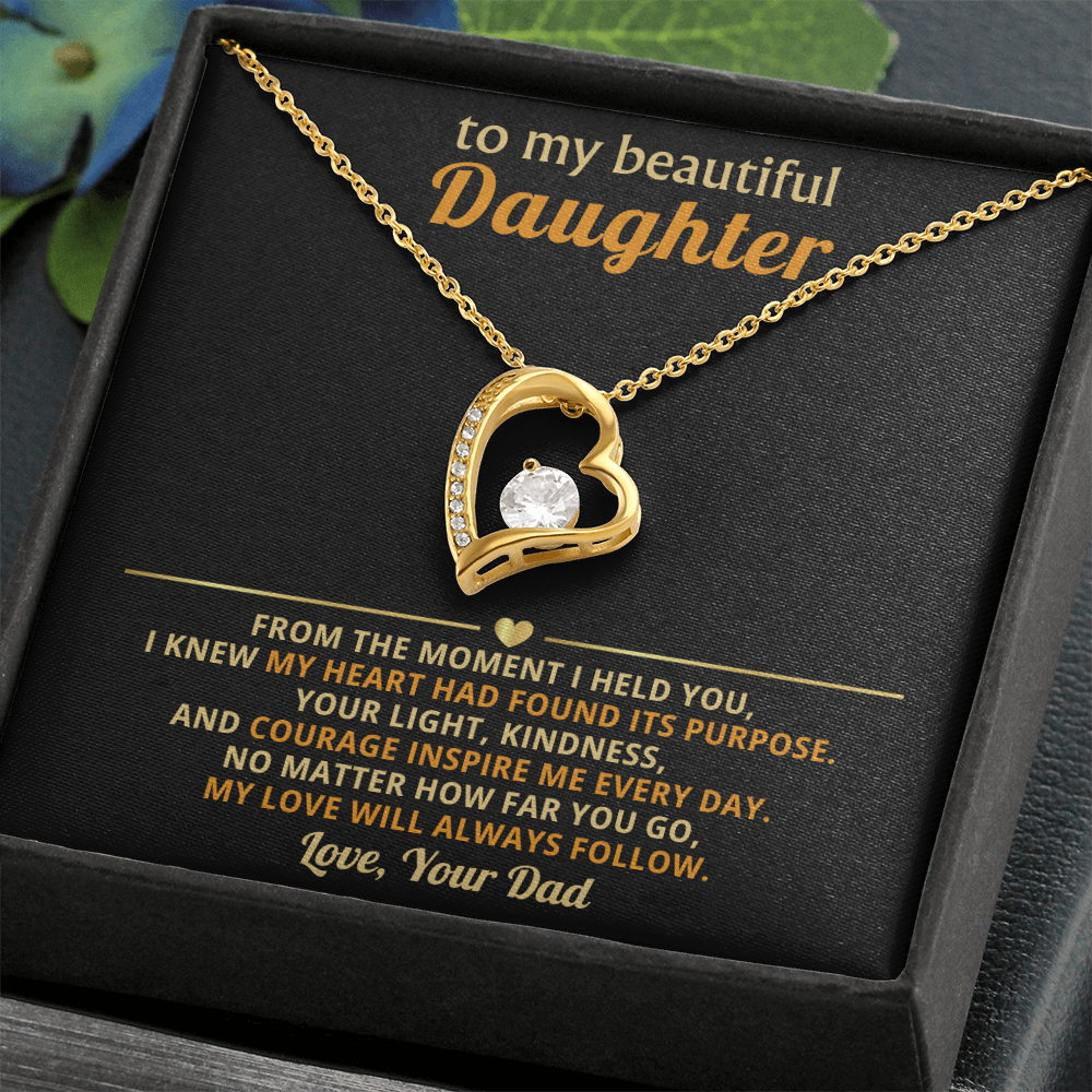 To My Beautiful Daughter from Your Dad - Forever Love Message Card Jewelry Gift