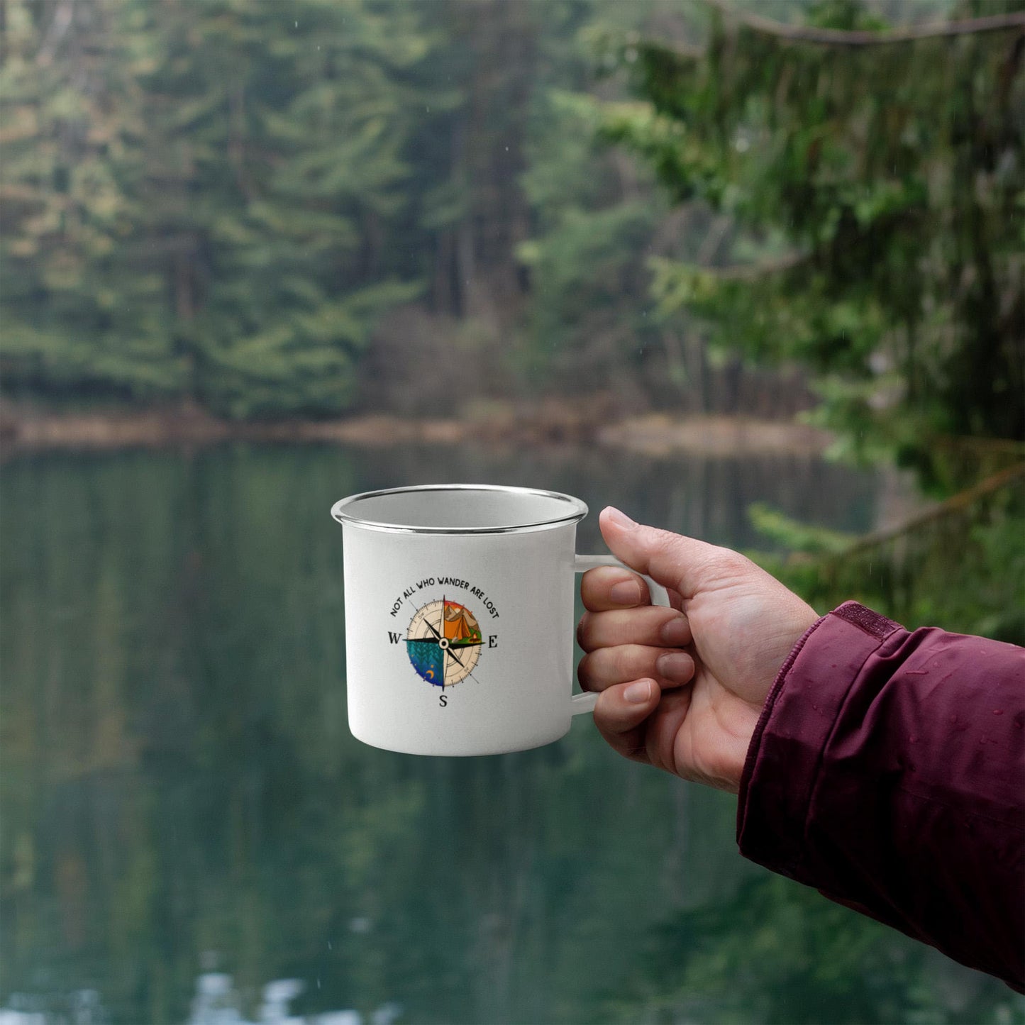 Not All Who Wander Are Lost Outdoors Enamel Camp Mug 12oz