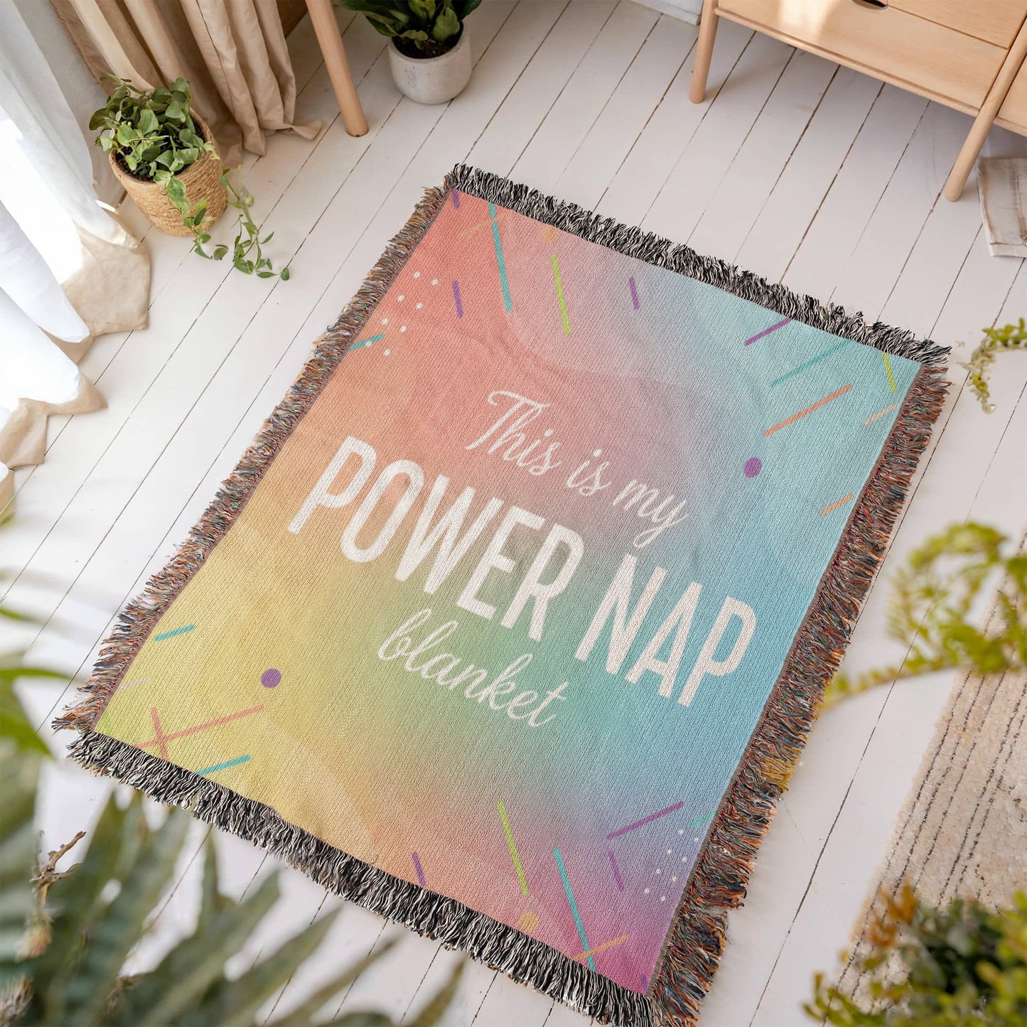 Our Colorful POWER NAP Blanket = Your Cozy Companion - Eco Friendly 100% Cotton Blanket in 3 Sizes