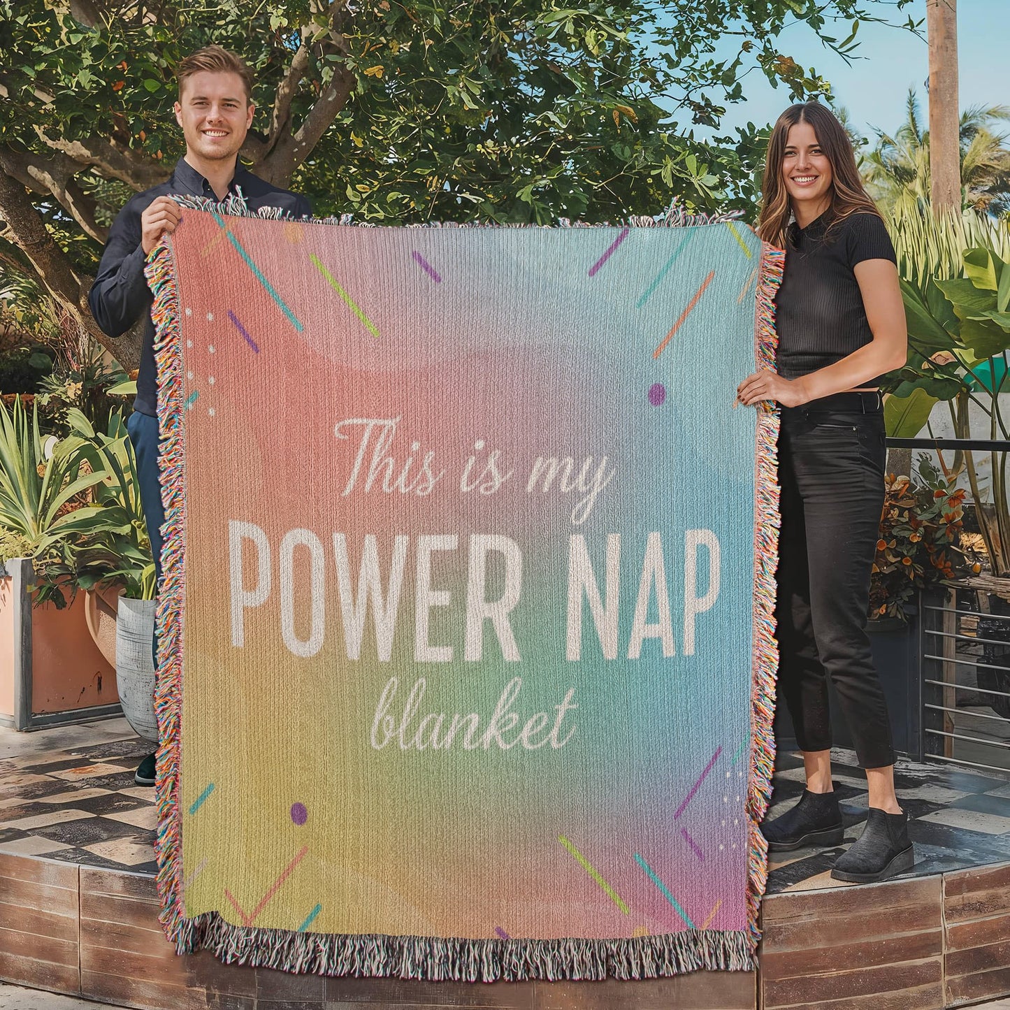 Our Colorful POWER NAP Blanket = Your Cozy Companion - Eco Friendly 100% Cotton Blanket in 3 Sizes
