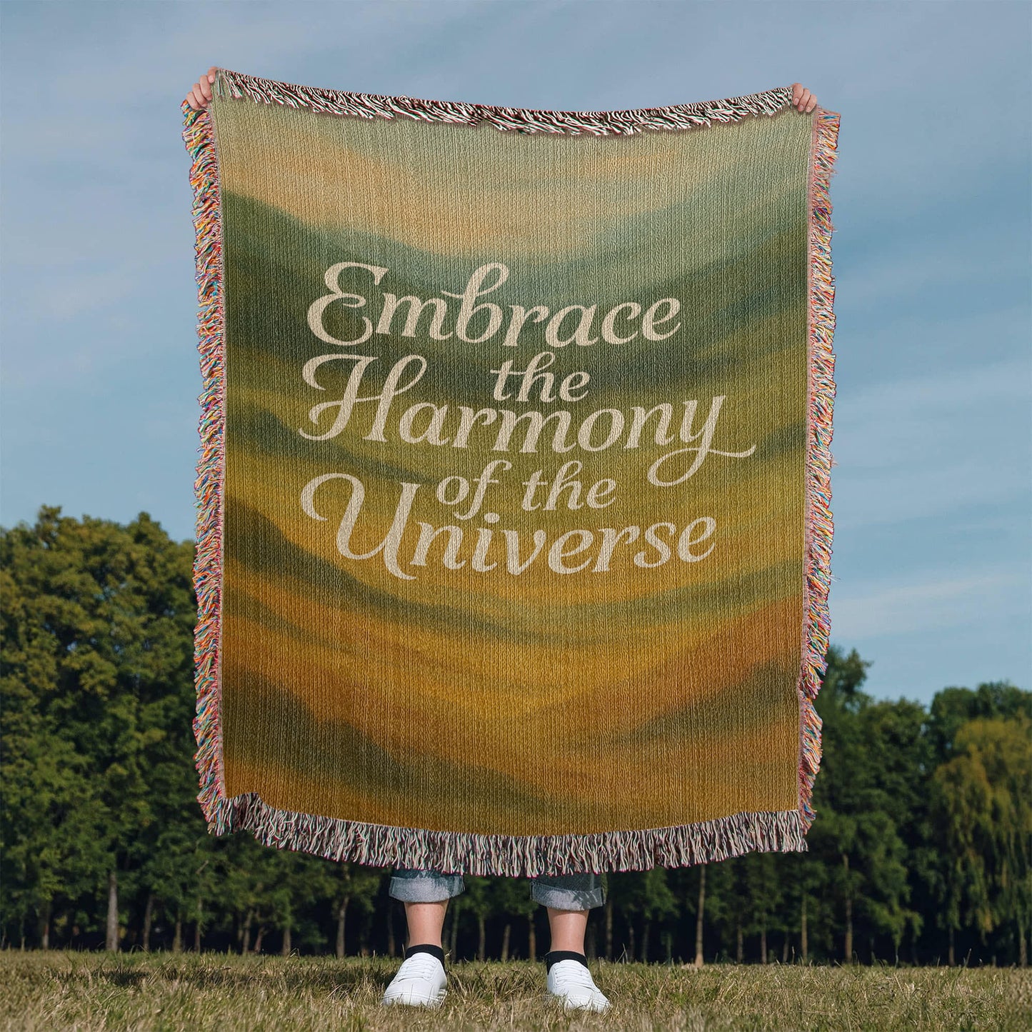 Embrace the Harmony of the Universe - Eco-Friendly 100% Cotton Woven Blanket in 3 sizes