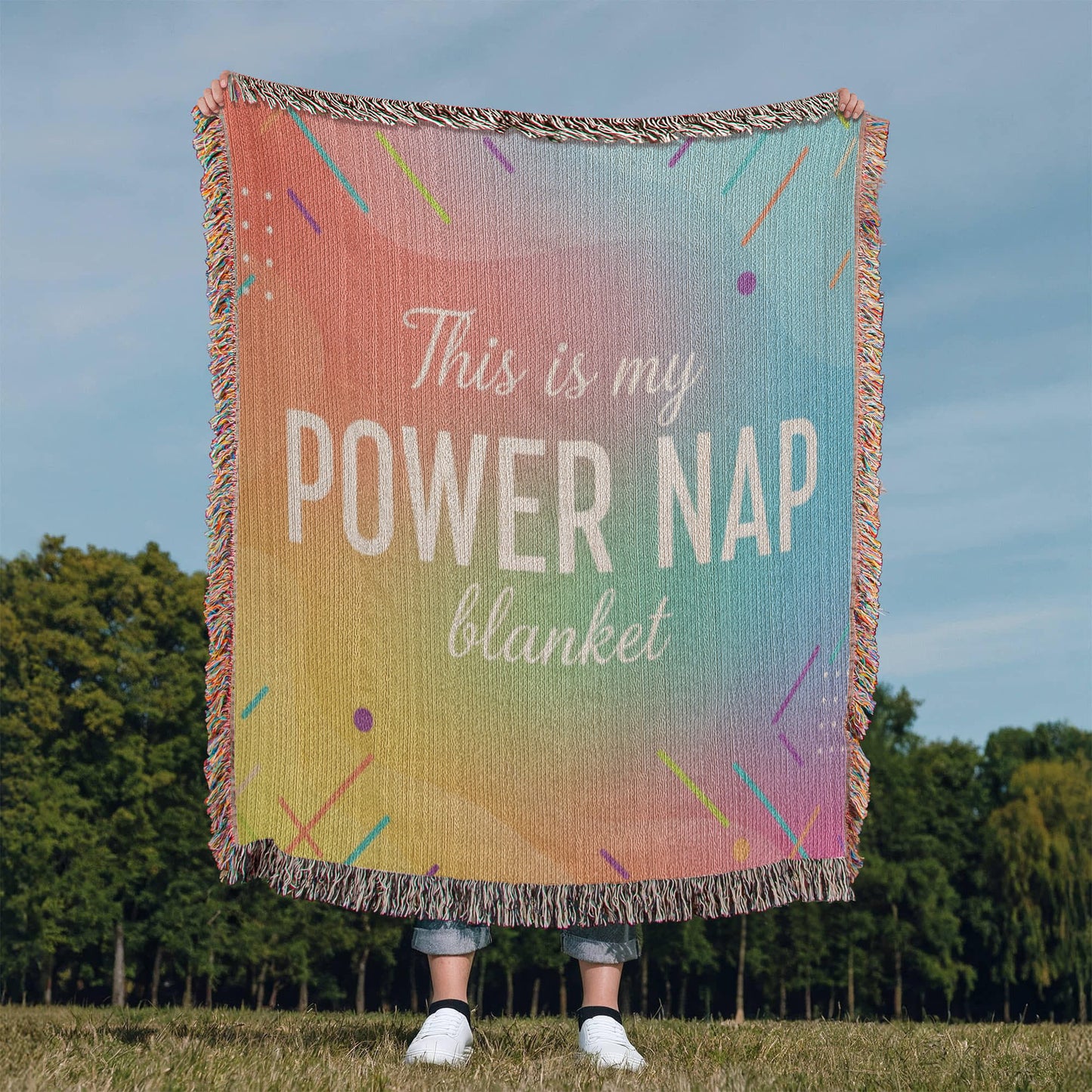 Our Colorful POWER NAP Blanket = Your Cozy Companion - Eco Friendly 100% Cotton Blanket in 3 Sizes