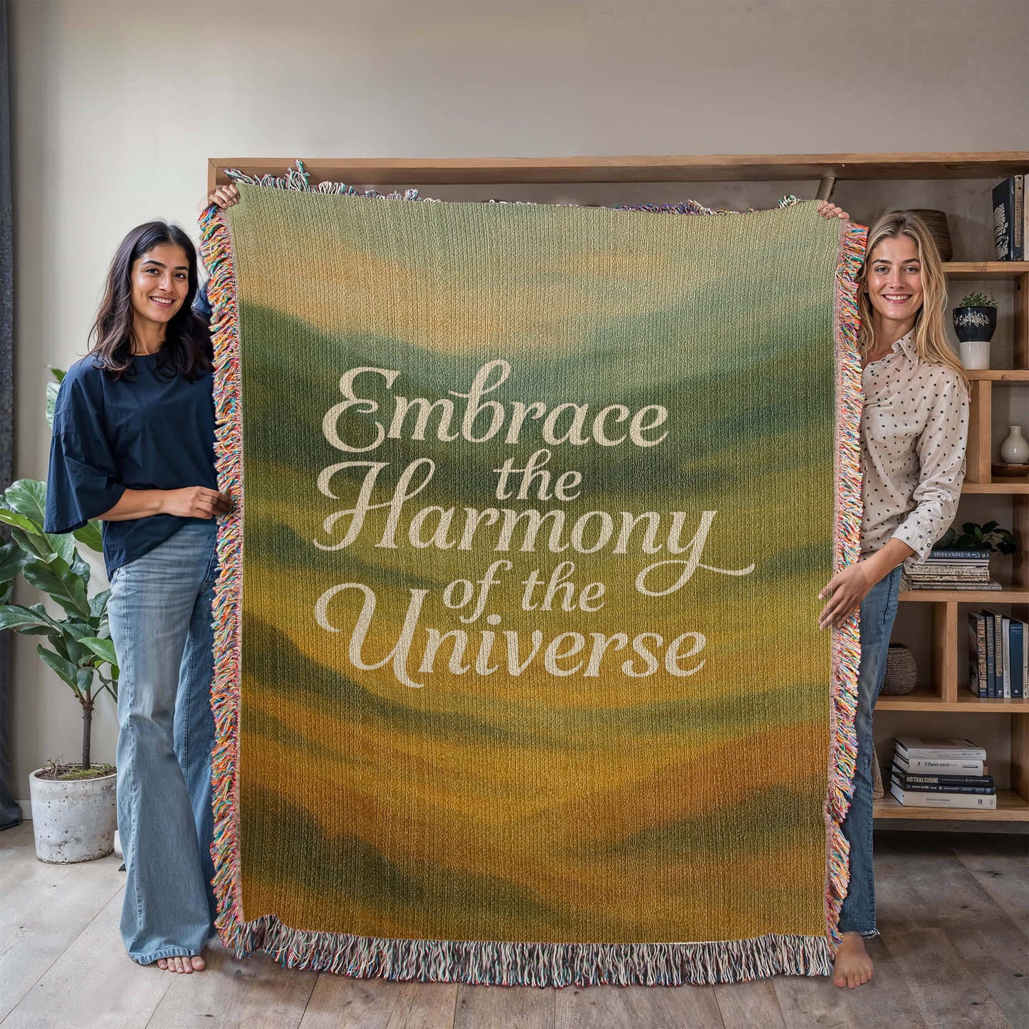 Embrace the Harmony of the Universe - Eco-Friendly 100% Cotton Woven Blanket in 3 sizes