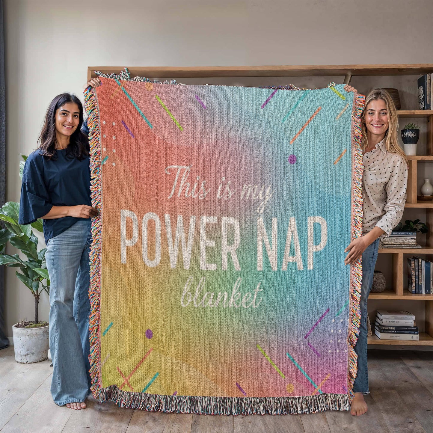 Our Colorful POWER NAP Blanket = Your Cozy Companion - Eco Friendly 100% Cotton Blanket in 3 Sizes