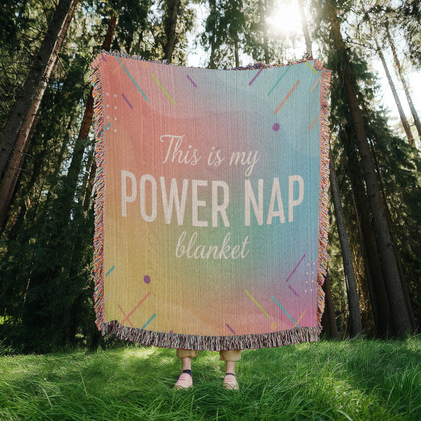 Our Colorful POWER NAP Blanket = Your Cozy Companion - Eco Friendly 100% Cotton Blanket in 3 Sizes