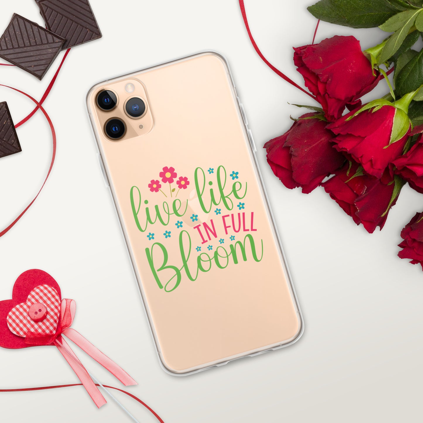 Live Life in Full Bloom Clear Case Cover for iPhone®