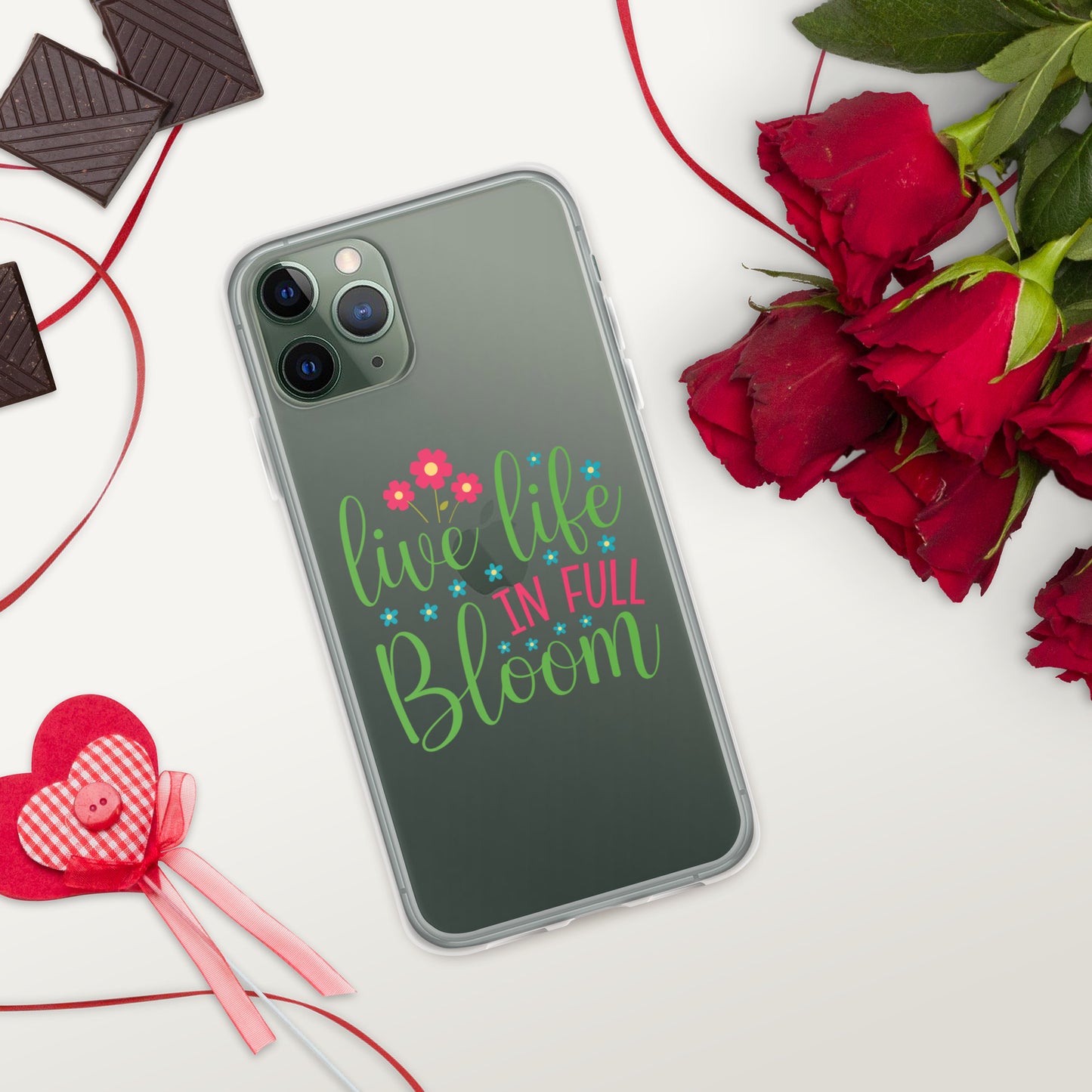 Live Life in Full Bloom Clear Case Cover for iPhone®