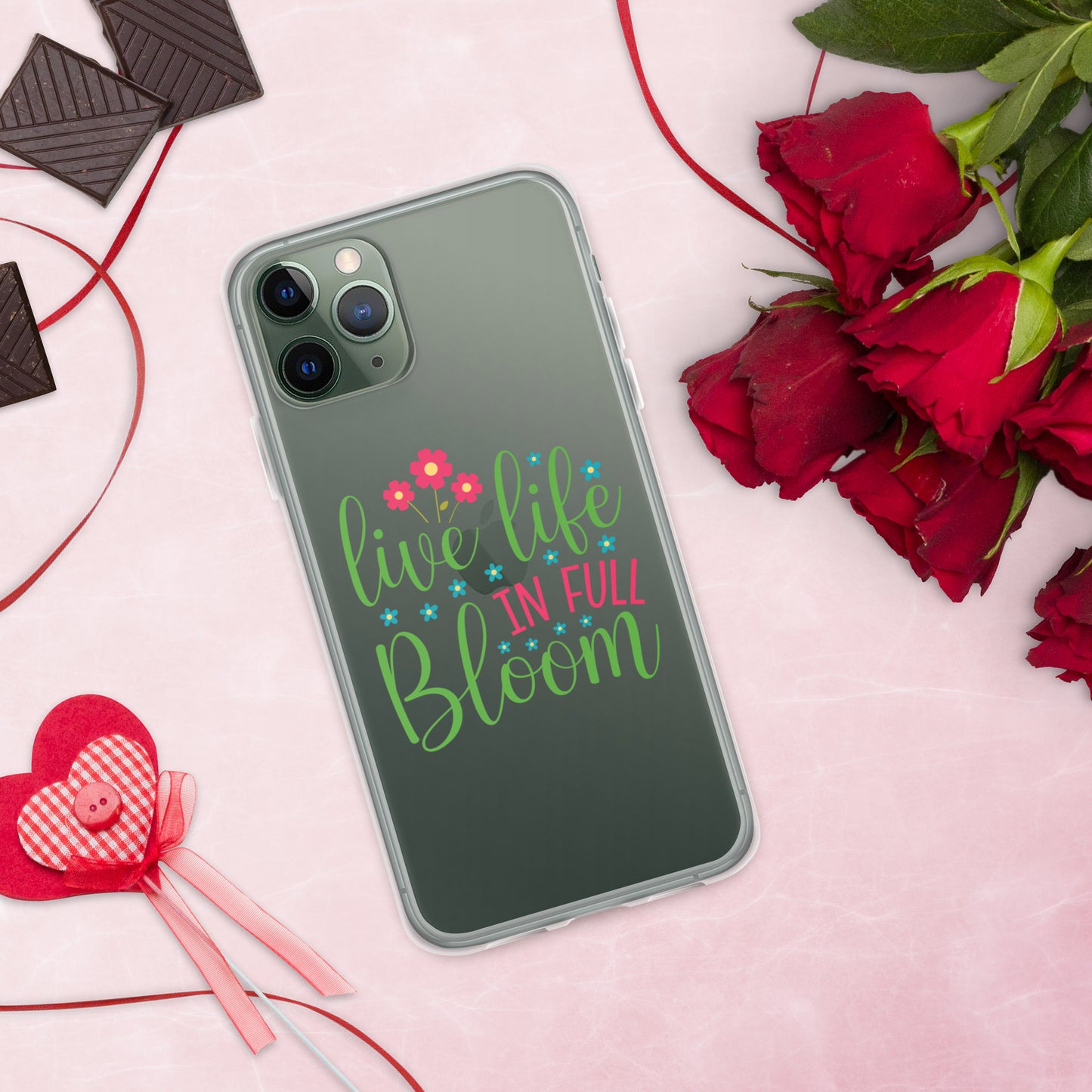 Live Life in Full Bloom Clear Case Cover for iPhone®