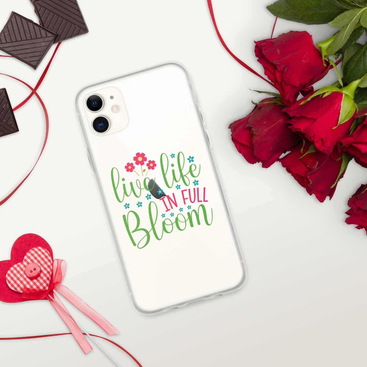 Live Life in Full Bloom Clear Case Cover for iPhone®