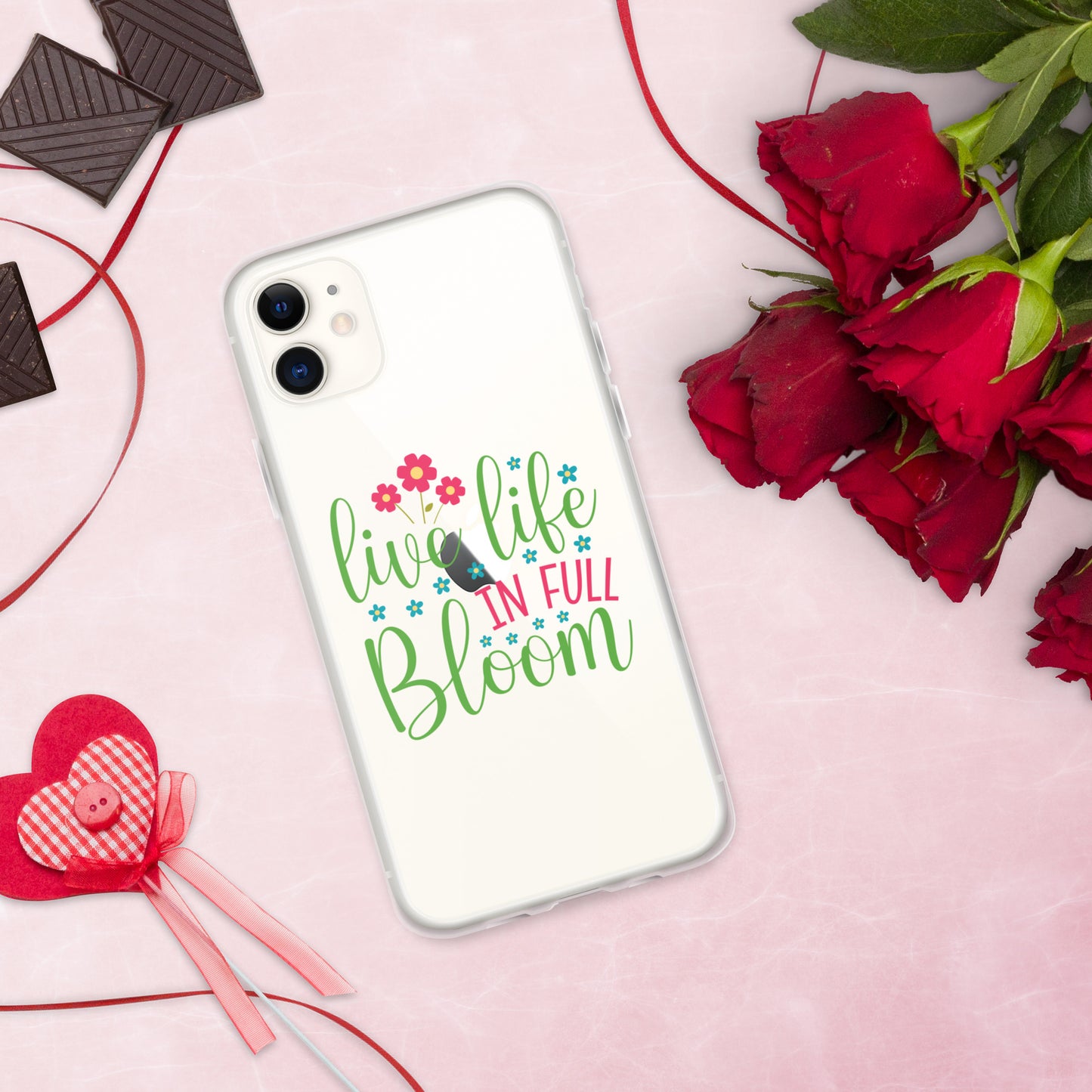 Live Life in Full Bloom Clear Case Cover for iPhone®