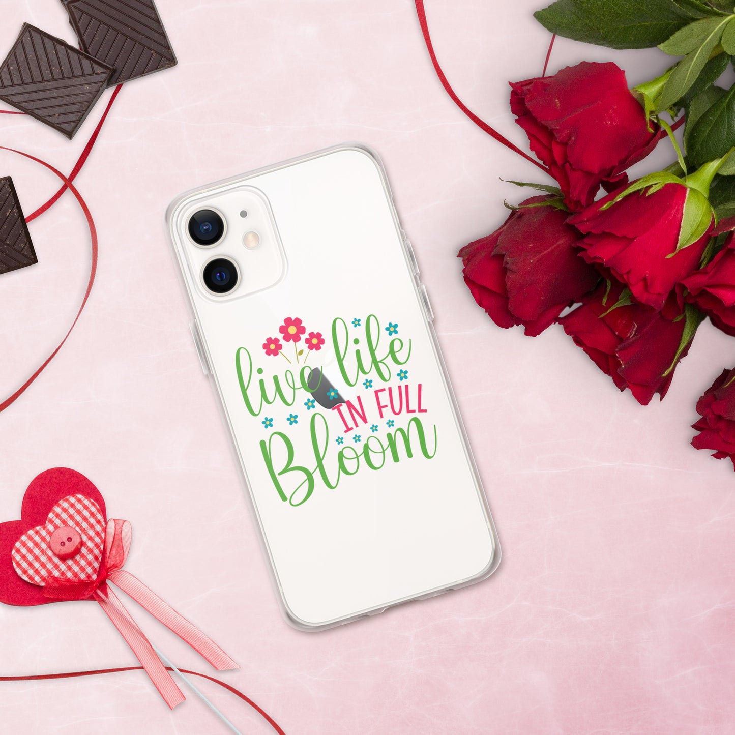 Live Life in Full Bloom Clear Case Cover for iPhone®