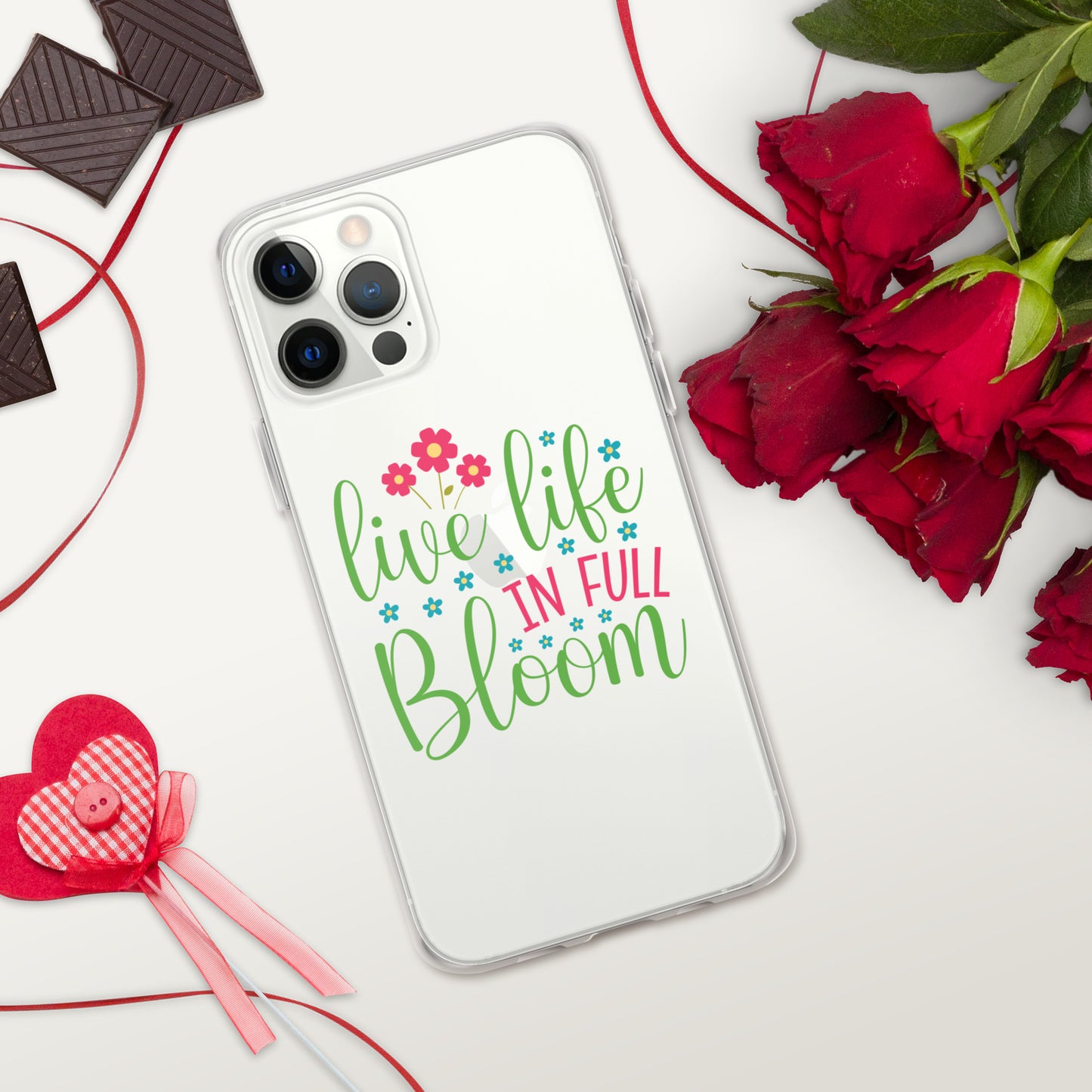 Live Life in Full Bloom Clear Case Cover for iPhone®