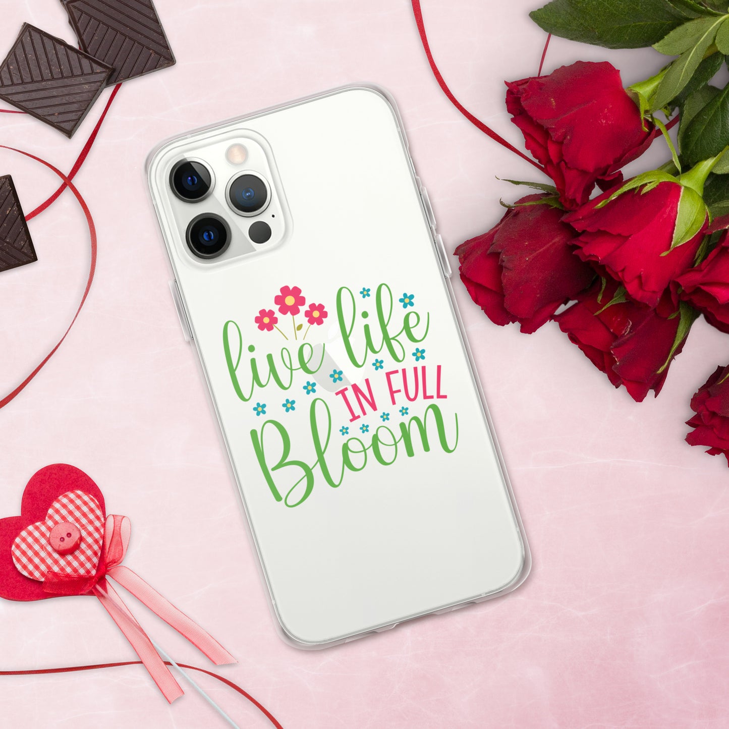 Live Life in Full Bloom Clear Case Cover for iPhone®