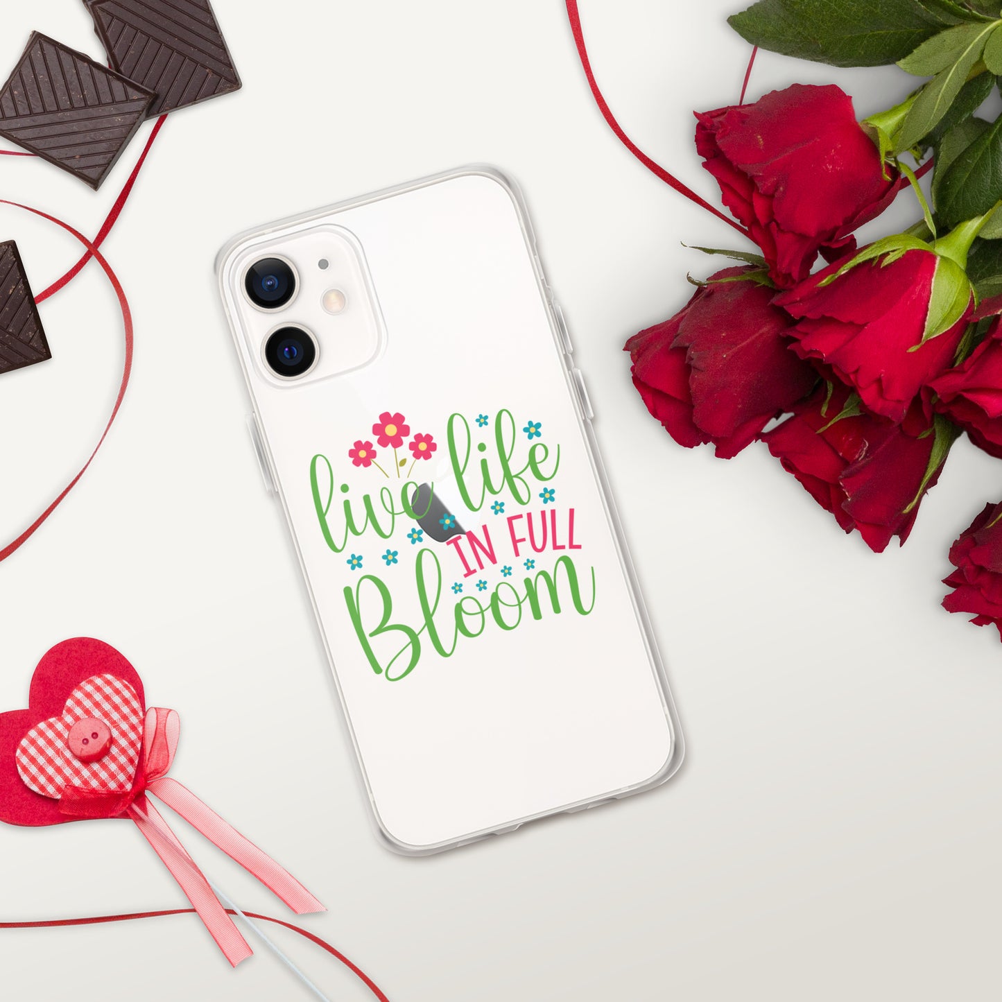 Live Life in Full Bloom Clear Case Cover for iPhone®