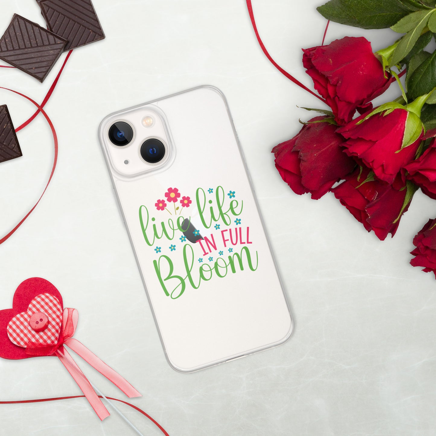 Live Life in Full Bloom Clear Case Cover for iPhone®