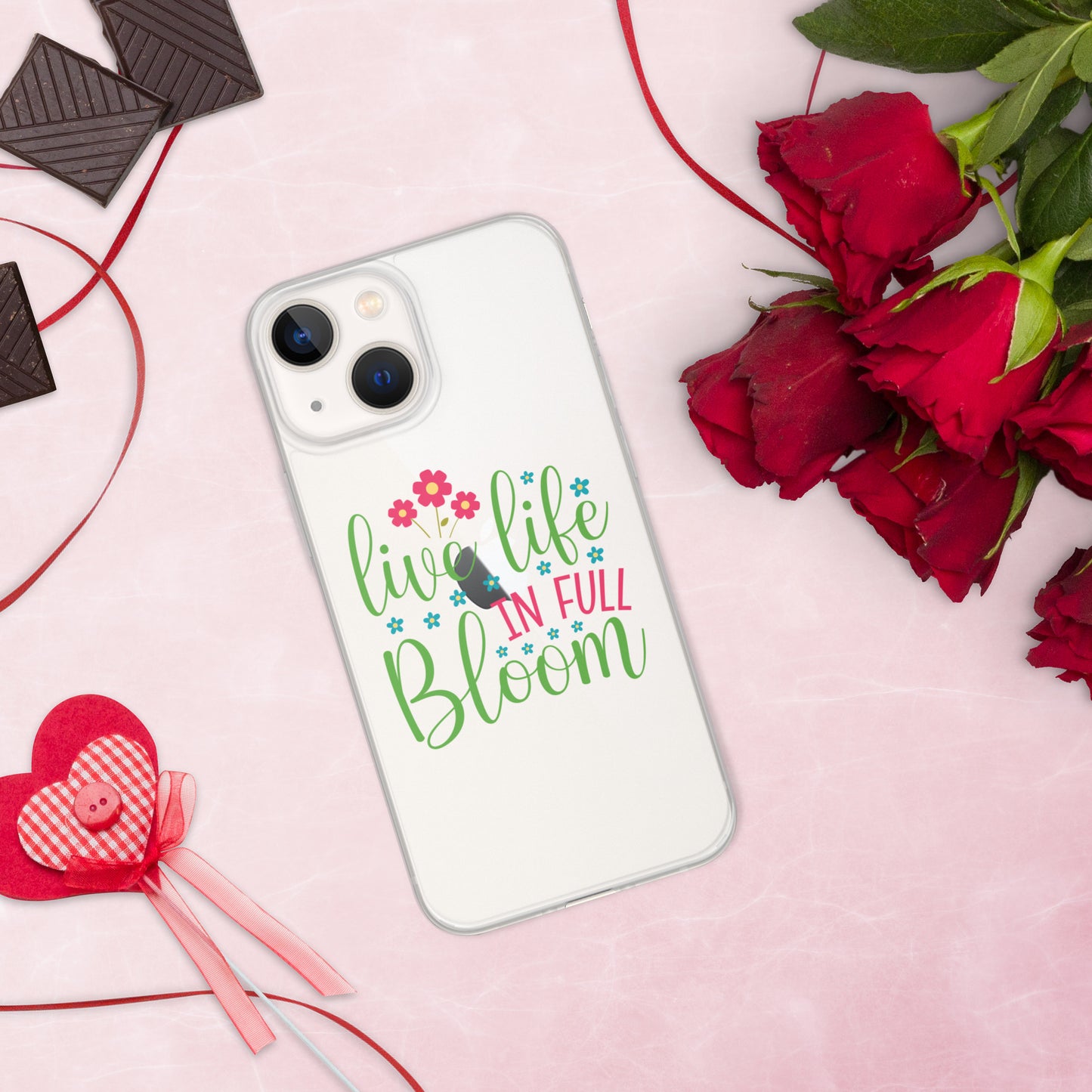Live Life in Full Bloom Clear Case Cover for iPhone®