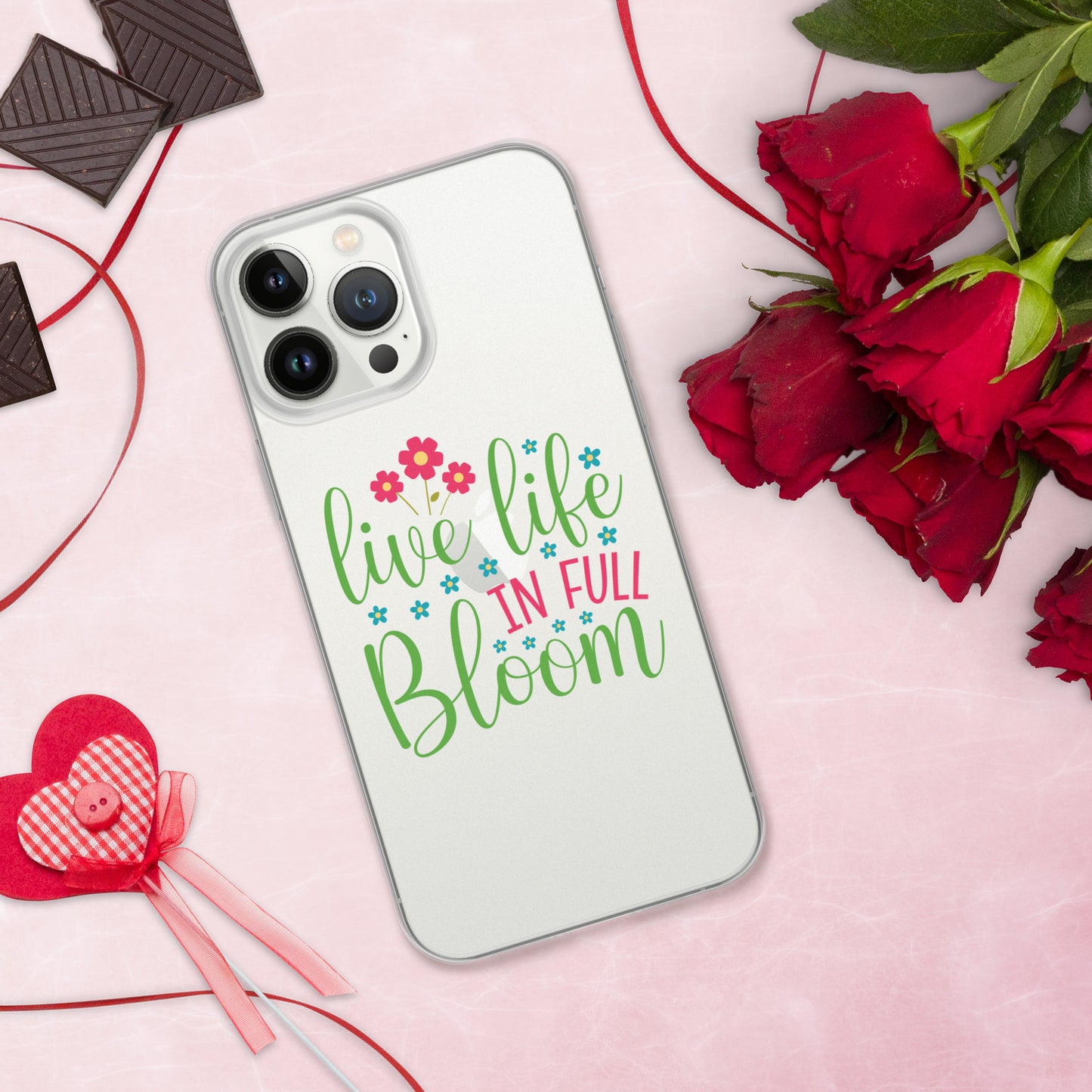 Live Life in Full Bloom Clear Case Cover for iPhone®