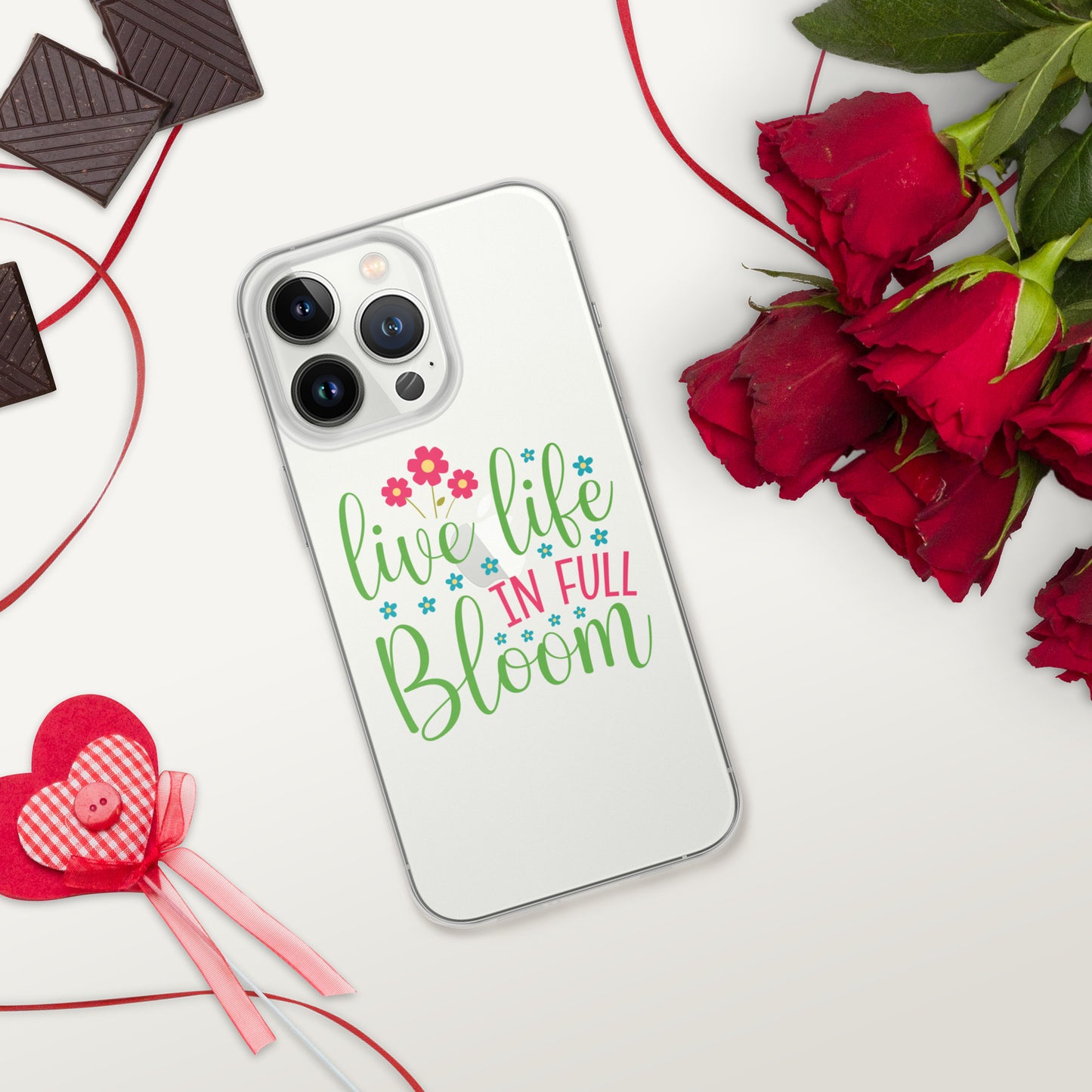 Live Life in Full Bloom Clear Case Cover for iPhone®